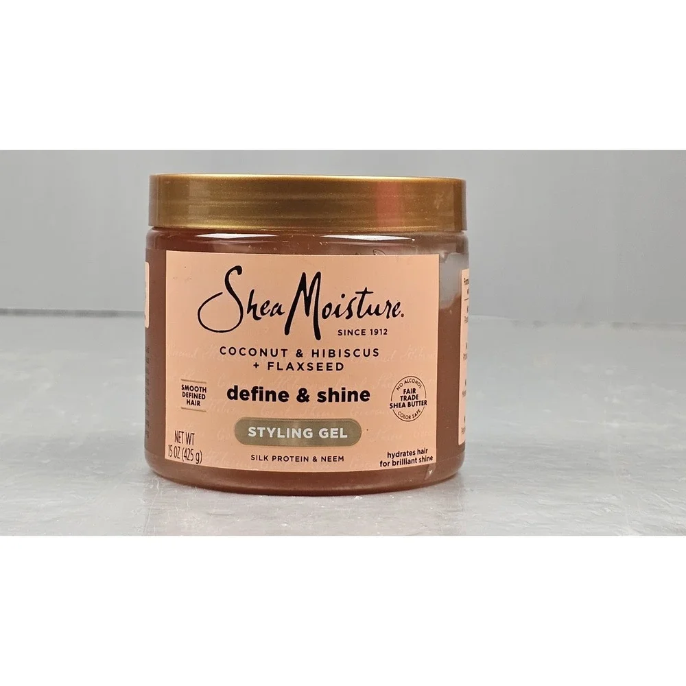 2 Pack Shea Moisture Styling Gel 15oz & Edge Gel 3.5oz Flaxseed Coconut Hibiscus